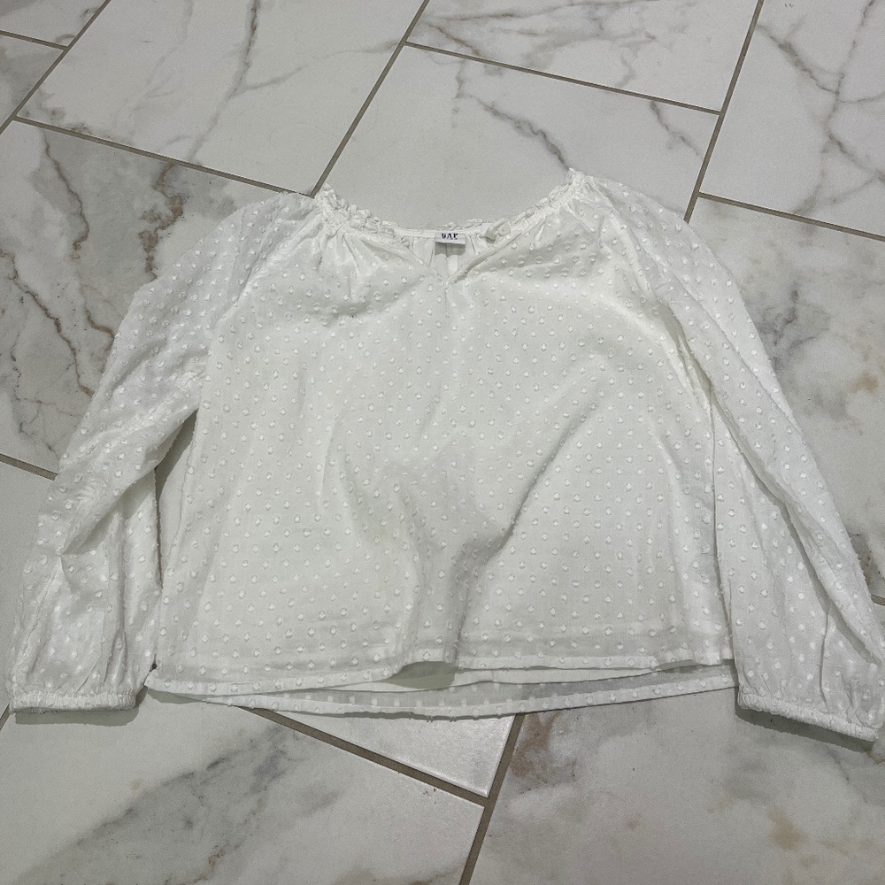Girl’s GAP Swiss Dot Long-Sleeve Blouse White Size Small